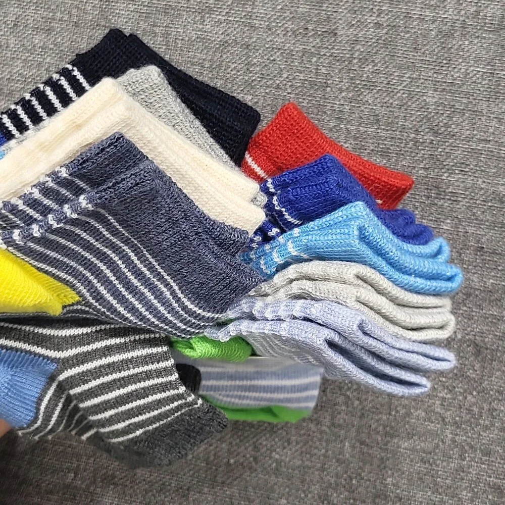 Boys' 10pk Lightweight Striped Ankle Socks - Cat & Jack Size Small 5.5-8.5